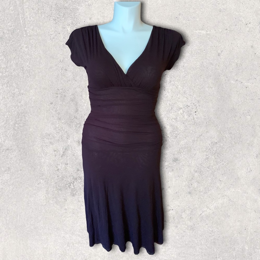 Kenneth Cole Reaction Purple Ombre V-Neck Ruched Dress Women’s Size S